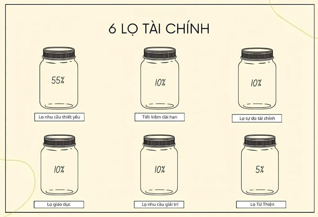 Quy tắc 6 chiếc lọ tài chính là gì? Bí quyết quản lý tài chính hiệu quả 1 quy tắc 6 chiếc lọ tài chính